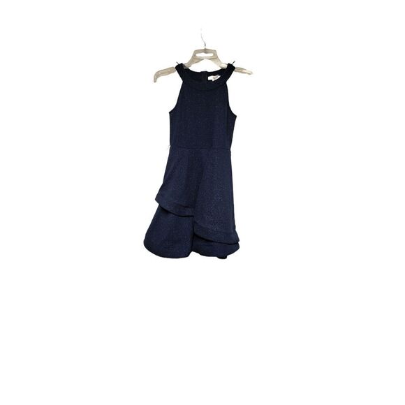 Knit Works Halter Neck Shimmer Navy Blue Party Dress Bolero Jacket Size 12 - Picture 3 of 8